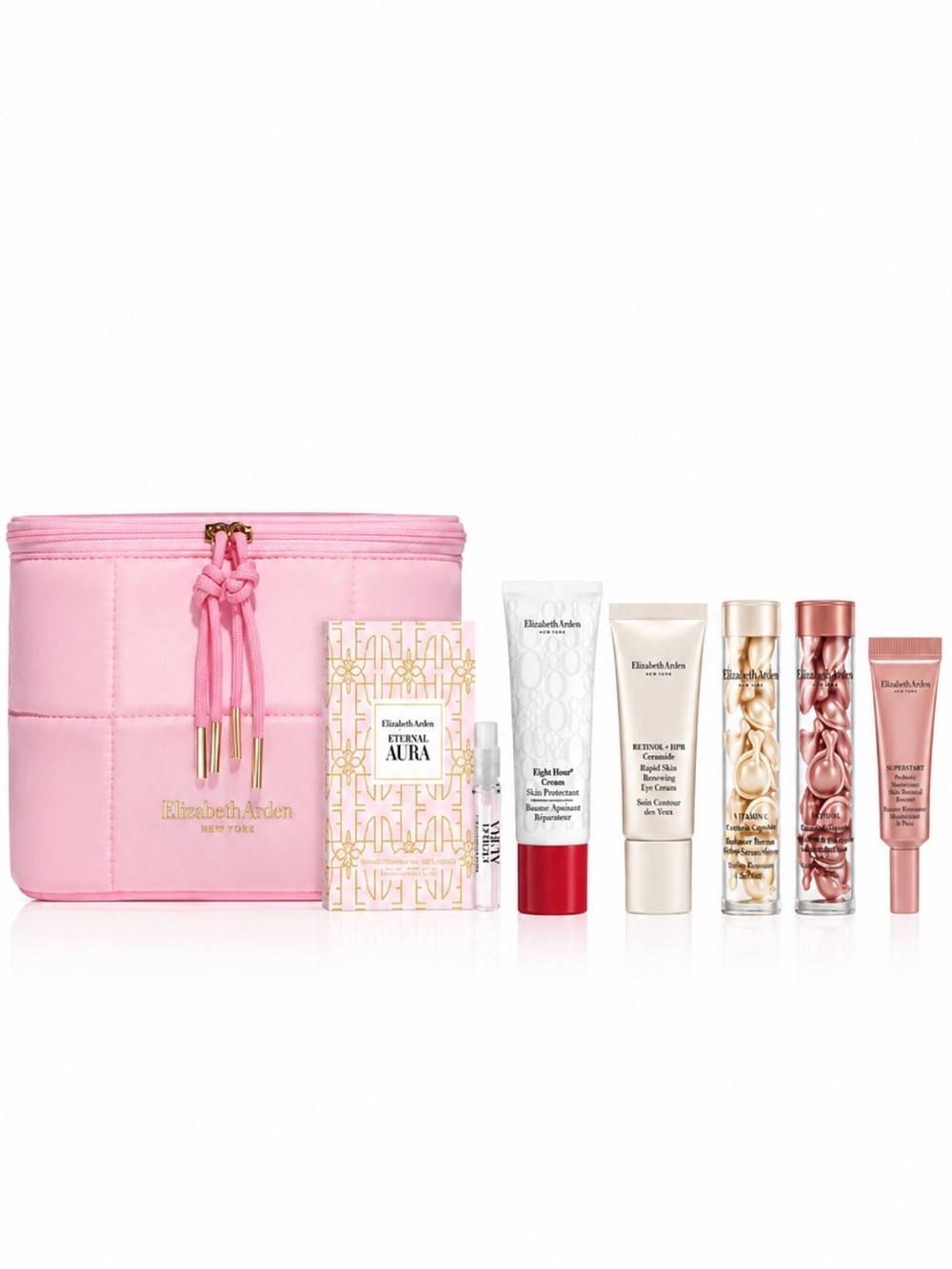 ✨ Elizabeth Arden New York 6-Piece Beauty Gift Set + Pink Cosmetic Bag NEW